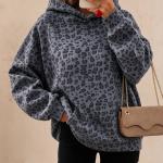 Women's Leopard-print Hooded Fleece-lined Sweatshirt