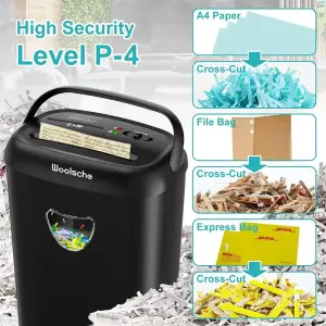 Paper Shredder, 14 Sheet Cross Cut, 6.6 Gallon Basket, P-4 Security Level, 3 Mode Design - Jam Proof Heavy Duty Shredder For Home And Office