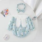 Blue With Long Sleeves Onesie Girls Dress