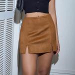 European And American Style Solid-color Zippered Skort For Women