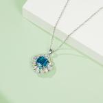 S925 Silver 4g Lab-Created Gemstone Necklace, 10x10mm Cushion Two-Tone Pendant, 40&5cm