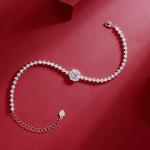S925 Silver 7.4g Moissanite Tennis Bracelet, 0.5ct D VVS1 Halo, 16&5cm, GRA Certified