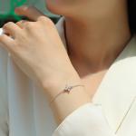 S925 Silver 1.6g Cross Moissanite Bracelet, 4x3mm D VVS1, 16&5cm Adjustable, GRA Certified