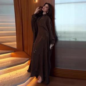 Women's Loose-fitting Deep-brown Elegant Dress