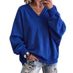 Women's Solid Color Loose V-neck Brushed Hoody