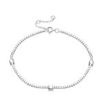 S925 Silver 6g Platinum Plated Moissanite Bracelet, 3x4.0mm D VVS1 Adjustable, GRA Certified