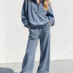 Women's Fleece Two-Piece Set With Pants Casual Home And Sports Outfit