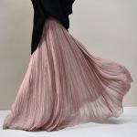 High-grade Nude Pleated Chiffon Big Swing Dress