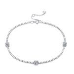 S925 Silver 6g Platinum Plated Moissanite Bracelet, 3x4.0mm D VVS1 Adjustable, GRA Certified
