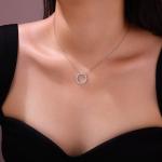S925 Silver Moissanite Circle Necklace, 56pcs D VVS1 Pendant, 40&5cm, GRA Certified