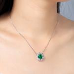 S925 Silver 5.6g Lab-Created Ruby Sapphire Emerald Necklace, 9x9mm Cushion Cut, 40&5cm
