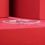 S925 Silver 6g Platinum Plated Moissanite Bracelet, 3x4.0mm D VVS1 Adjustable, GRA Certified