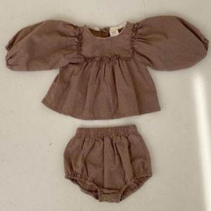 Embroidered Plaid Baby Girl Bloomers Set Cotton