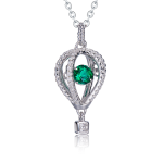 S925 Silver 2.5g 0.52ct Lab-Created Emerald Heart Necklace, 40&5cm