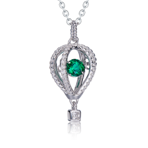 S925 Silver 2.5g 0.52ct Lab-Created Emerald Heart Necklace, 40&5cm