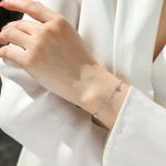 S925 Silver 1.4g Moissanite Bracelet, 7pcs 3mm D VVS1 GRA Certified, 16&5cm Adjustable