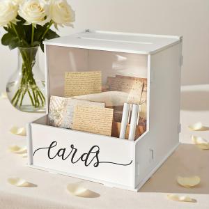 Elegant White PVC Rectangular Wedding Card Box With Lockable Lid  Durable Decorative Gift Box For Wedding Money, Favors, And Party Gifts Suitable For Weddings, Birthdays, And Christmas Partie
