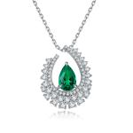 S925 Silver 4g Lab-Created Gemstone Necklace, 10.5x7mm Teardrop, 4 Colors, 40&5cm