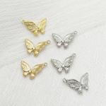 Real Gold Fine-grain Three-dimensional Slanted Butterfly Pendant