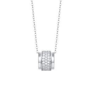 S925 Silver 2.9g Moissanite Barrel Necklace, 69pcs 1.3mm D VVS1, 40&5cm, GRA Certified