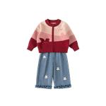 Cartoon Girls Sweater Jeans Set Acrylic Knitted