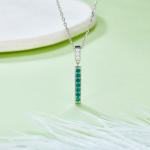 S925 Silver 3g Lab-Created Emerald Bar Necklace, 1.8mm Stones 42&3cm, D VVS1 Moissanite, GRA Certified