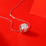 S925 Silver 2.9g Moissanite Barrel Necklace, 69pcs 1.3mm D VVS1, 40&5cm, GRA Certified