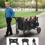 Wagon Stroller For 4 Kids Push Pull Quad Collapsible Stroller 330LBS Loading
