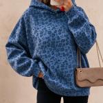 Women's Leopard-print Hooded Fleece-lined Sweatshirt