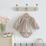Embroidered Plaid Baby Girl Bloomers Set Cotton