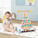 Wooden Baby Walker with 3-Position Adjustable Heights and Smooth Wheels