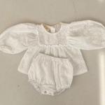 Embroidered Plaid Baby Girl Bloomers Set Cotton