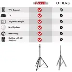 5 Core Speaker Stand Height Adjustable PA DJ Tripod Studio Monitor Stands W 35mm Compatible Insert - SS ECO 1PK BLK WoB