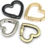 (silver)Spring Gate Heart Shape Ring Open Leather Bag Handbag Belt Strap Buckle Connecter Key Findings Pendant Snap Clip Trigger Hook